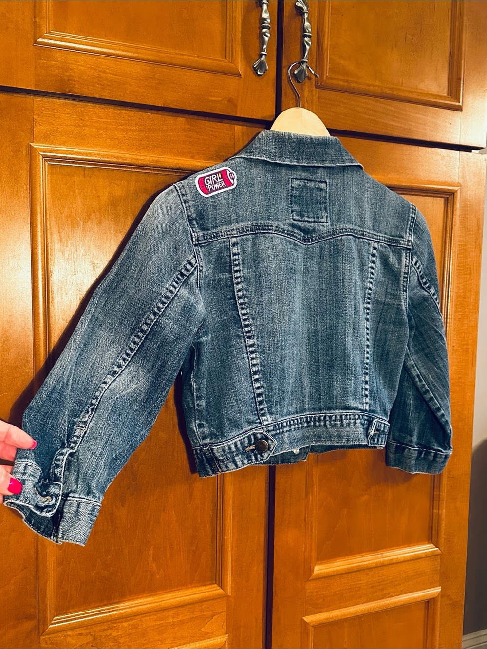 I Love H81 Size S Cropped Denim Jacket Girl Power Patches - Picture 9 of 11